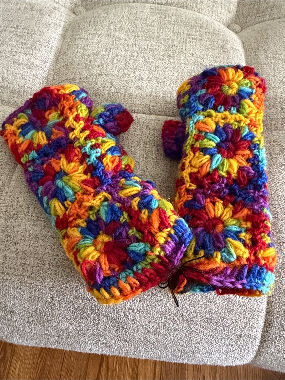 Nepalese granny square Wool Crochet Fingerless Gloves